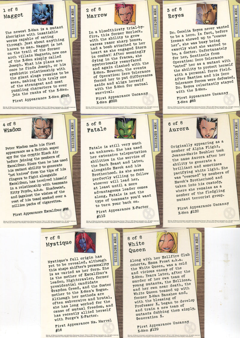 Marvel Premium X-Men '97 Timelines New Recruit (8) Chase Card Set Fleer/Skybox   - TvMovieCards.com
