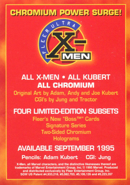 Marvel X-Men 1995 All Chromium Promo Card Wolverine Fleer   - TvMovieCards.com