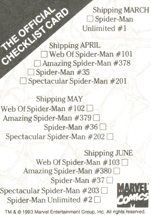 Spider-Man Marvel Comics Maximum Carnage Promo Card 1993   - TvMovieCards.com