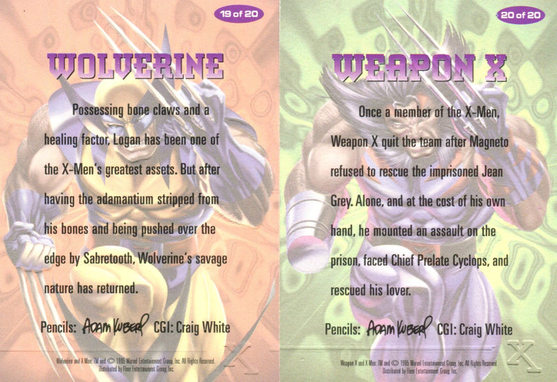 1995 Fleer Ultra X-Men All Chromium Alternate X Embossed Chase Card Set (20) - TvMovieCards.com