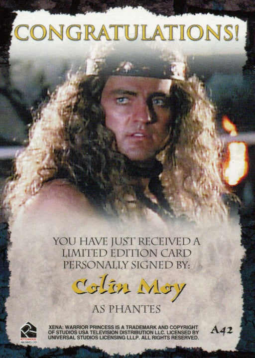 Xena The Quotable Xena Colin Moy as Phantes Autograph Card A42   - TvMovieCards.com