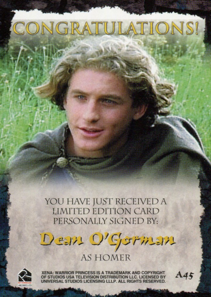 Xena The Quotable Xena Dean O'Gorman as Homer Autograph Card A45   - TvMovieCards.com