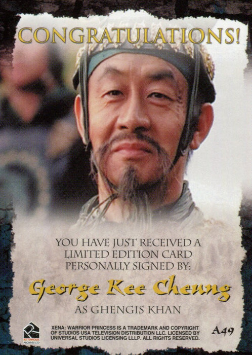 Xena The Quotable Xena George Kee Cheung as Ghengis Kahn Autograph Card A49   - TvMovieCards.com