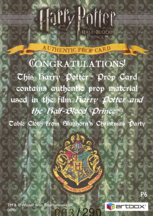 Harry Potter Half Blood Prince Update Table Cloth Prop Card HP P6 #003/290   - TvMovieCards.com