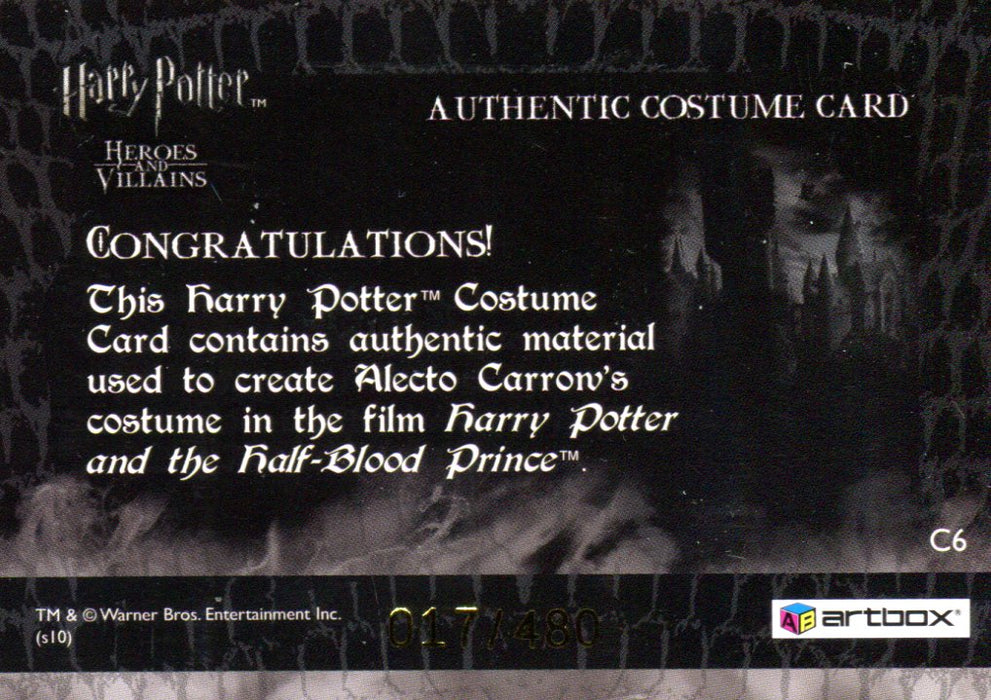 Harry Potter Heroes & Villains Alecto Costume Card C6 HP #017/480   - TvMovieCards.com