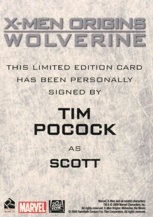 X-Men Origins: Wolverine Autograph Card Tim Pocock as Scott   - TvMovieCards.com
