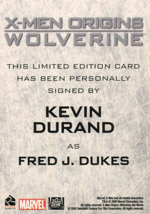 X-Men Origins: Wolverine Autograph Card Kevin Durand as Fred J. Dukes   - TvMovieCards.com
