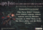 Harry Potter and the Goblet of Fire Viktor Krum Costume Card HP C4 #243/700   - TvMovieCards.com