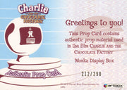 Charlie & Chocolate Factory Wonka Display Box Prop Card #212/290   - TvMovieCards.com