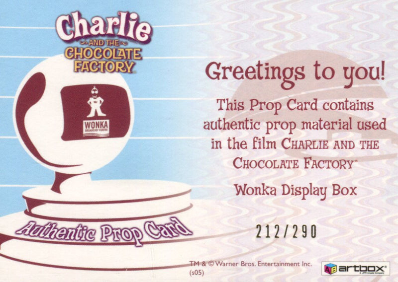 Charlie & Chocolate Factory Wonka Display Box Prop Card #212/290   - TvMovieCards.com