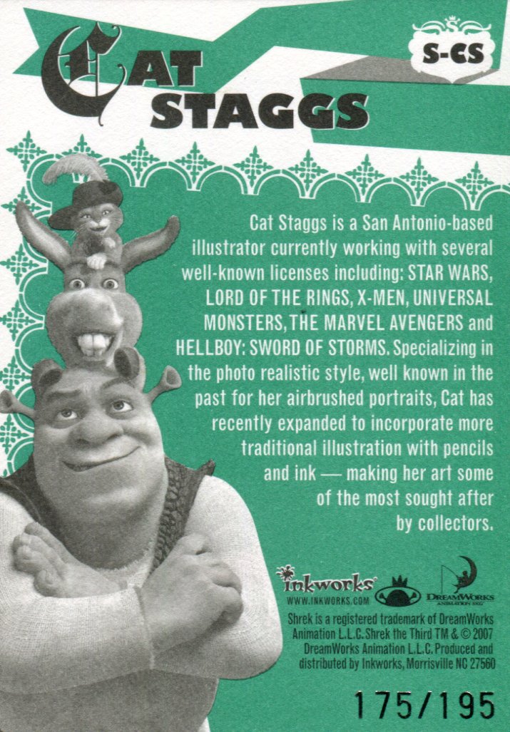 Shrek The Third Movie Cat Staggs Fiona Autograph Sketch Card S-CS #175/195 3rd - TvMovieCards.com