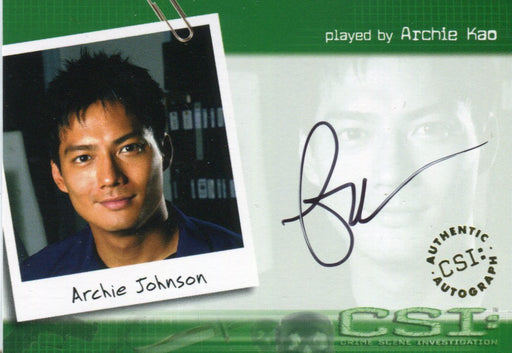 CSI Crime Scene Investigation Season 1 Archie Kao Autograph Card CSI-A8   - TvMovieCards.com