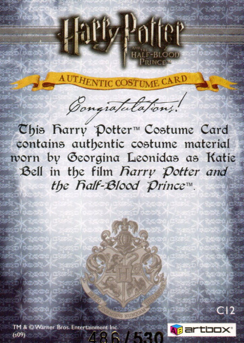Harry Potter Half Blood Prince Update Katie Bell Costume Card HP C12 #486/530   - TvMovieCards.com