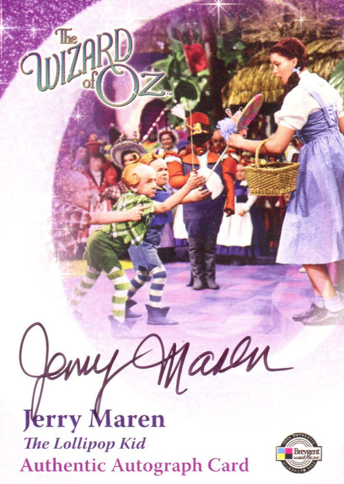 Wizard of Oz  Autograph  Card Lollipop Kid - Jerry Maren (Purple JM2)   - TvMovieCards.com