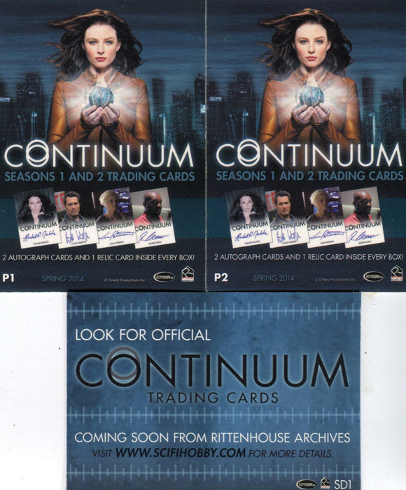Continuum Seasons 1 & 2 Promo Card Set P1  P2  SD1  Rittenhouse 2014   - TvMovieCards.com
