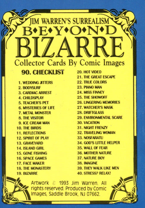More Beyond Bizarre Jim Warren 1 Base Card Set 90 Cards Comic Images 1993   - TvMovieCards.com