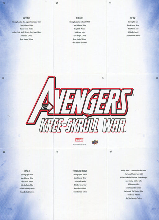 Avengers Kree Skrull War Variant Main Covers Chase Card Set V1 thru V9 Upper Dec - TvMovieCards.com
