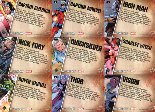Avengers Kree Skrull War Character and Retro Chase Card Set 9 Cards Upper Deck   - TvMovieCards.com