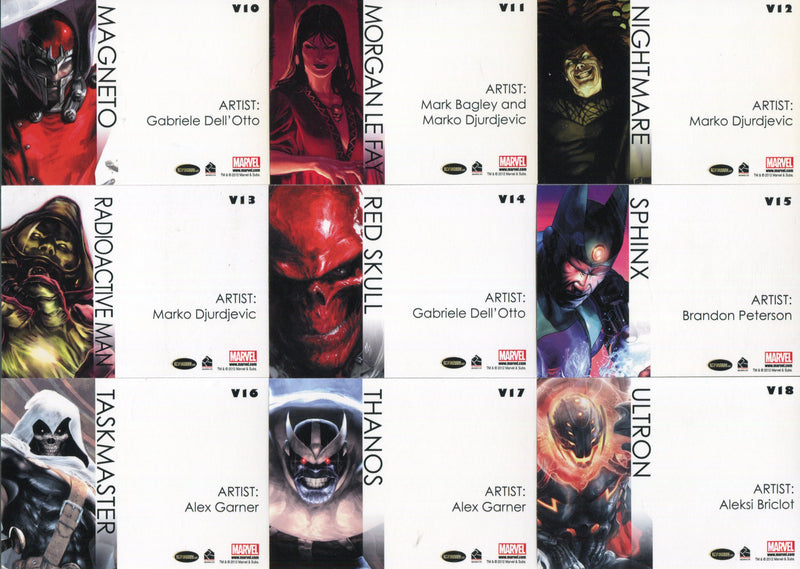 Marvel Greatest Heroes Villains Chase Card Set V1 thru V18 Rittenhouse 2012   - TvMovieCards.com