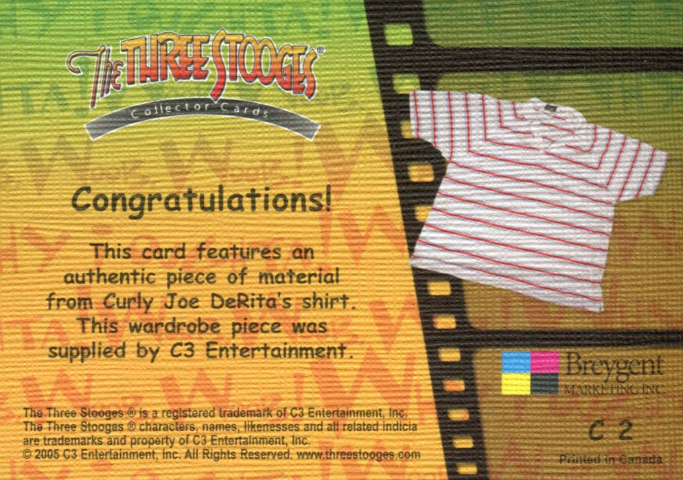Three Stooges Curly Joe DeRita's Shirt Costume Card C2 Variant #1   - TvMovieCards.com