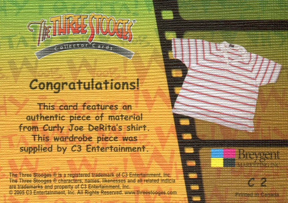 Three Stooges Curly Joe DeRita's Shirt Costume Card C2 Variant #2   - TvMovieCards.com
