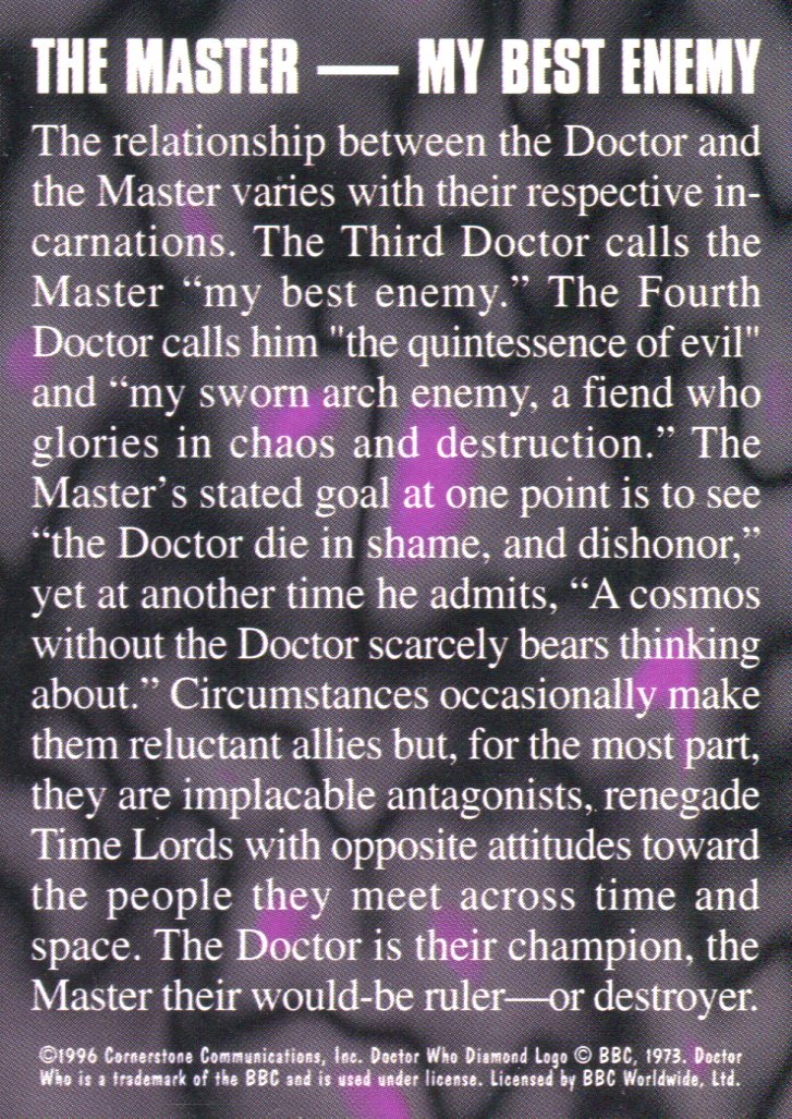 Doctor Who Series 3 The Master Foil Exclusive Chase Card Cornerstone 1995   - TvMovieCards.com