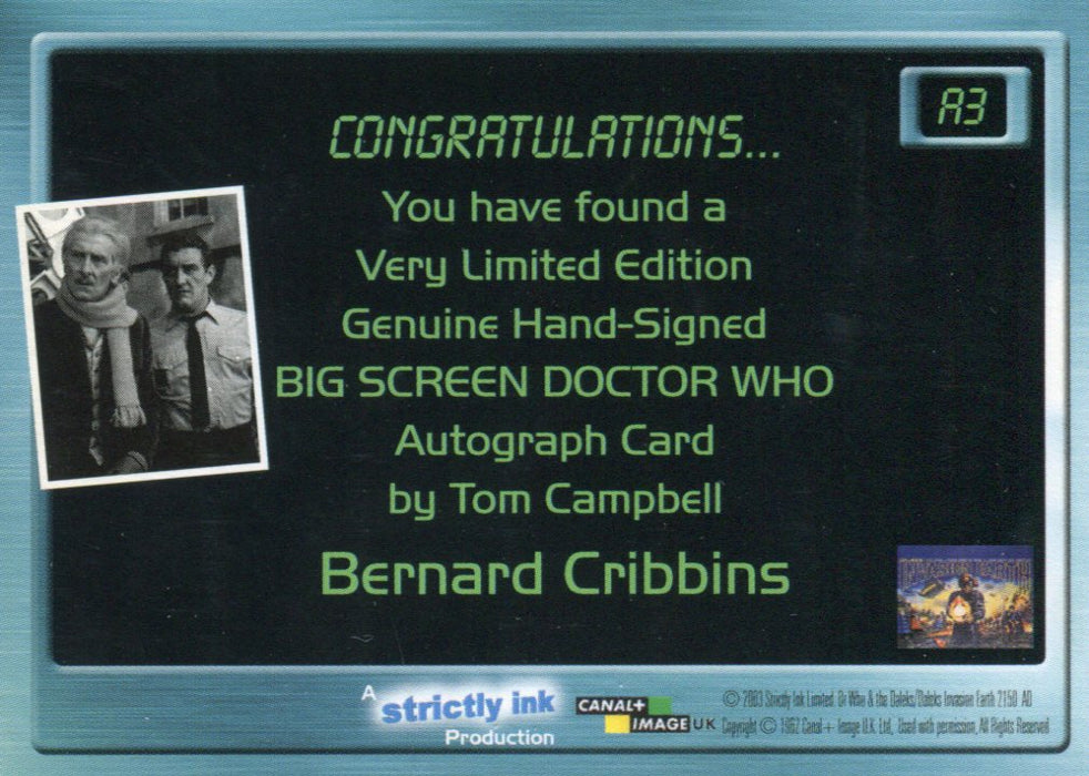 Doctor Who Big Screen Bernard Cribbins Autograph Card A3 Strictly Ink 2003   - TvMovieCards.com
