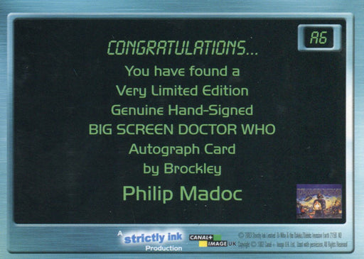 Doctor Who Big Screen Philip Madoc as Brockley Autograph Card A6 Strictly Ink   - TvMovieCards.com