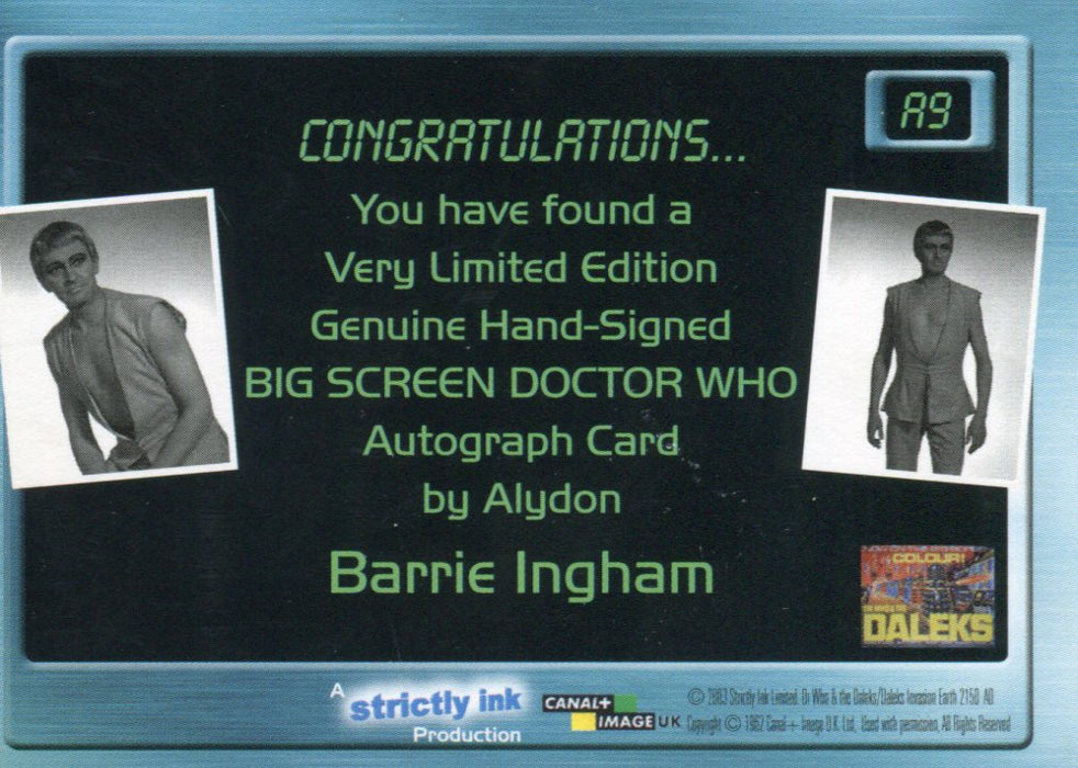 Doctor Who Big Screen Barry Ingram as Alydon Autograph Card A9 Strictly Ink 2003   - TvMovieCards.com