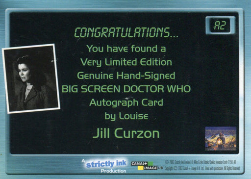 Doctor Who Big Screen Jill Curzon Autograph Card & Redemption A2 Strictly Ink   - TvMovieCards.com