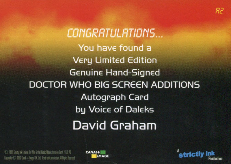 Doctor Who Big Screen Additions David Graham Daleks A2 Autograph Card 2008   - TvMovieCards.com