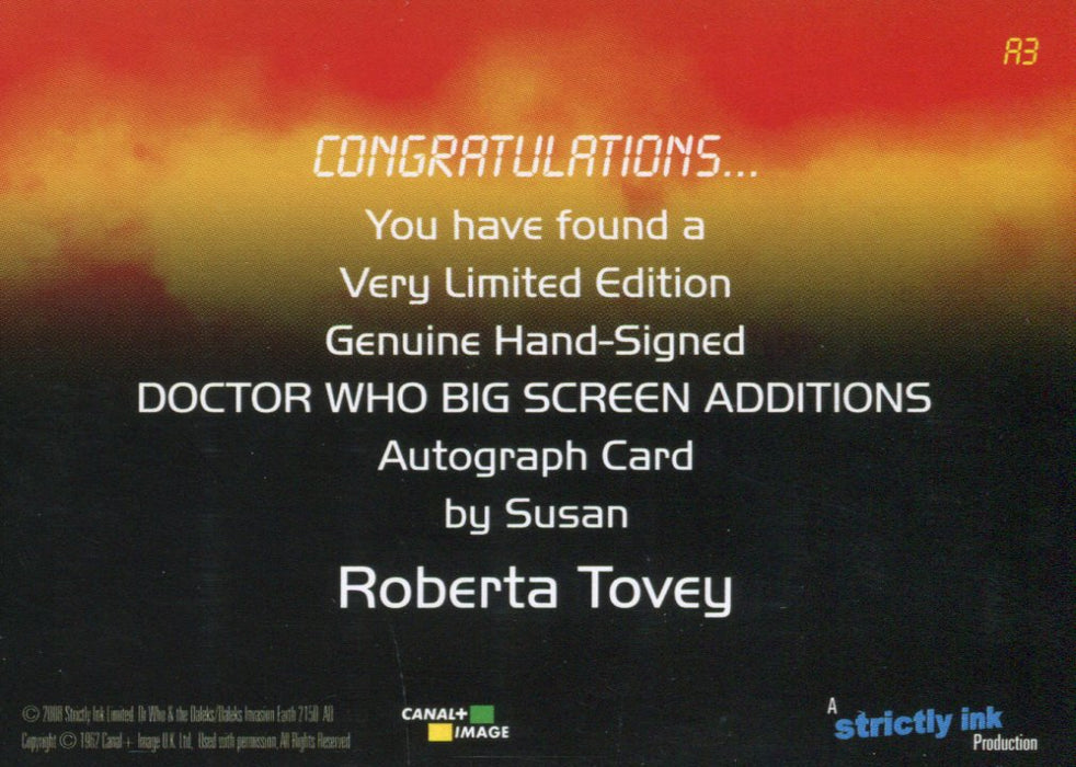 Doctor Who Big Screen Additions Roberta Tovey as Susan A3 Autograph Card 2008   - TvMovieCards.com