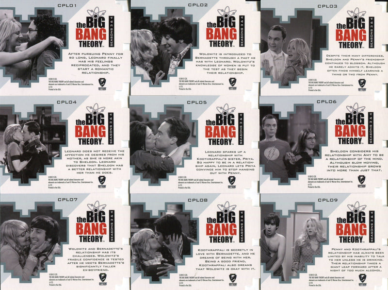 Big Bang Theory Seasons 3 & 4 Die-Cut Duos Chase Card Set CPL01 thru CPL09   - TvMovieCards.com