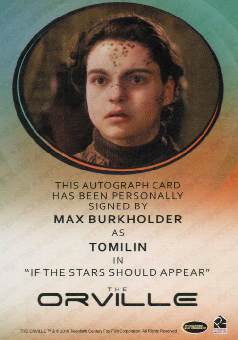 The Orville Season One Max Burkholder Tomlin Autograph Card Rittenhouse 2019   - TvMovieCards.com