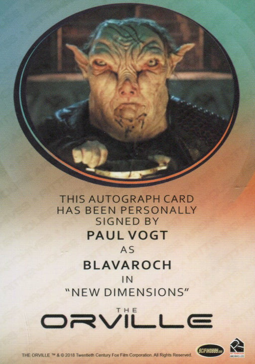 The Orville Season One Paul Vogt as Blavaroch Autograph Card Rittenhouse 2019   - TvMovieCards.com