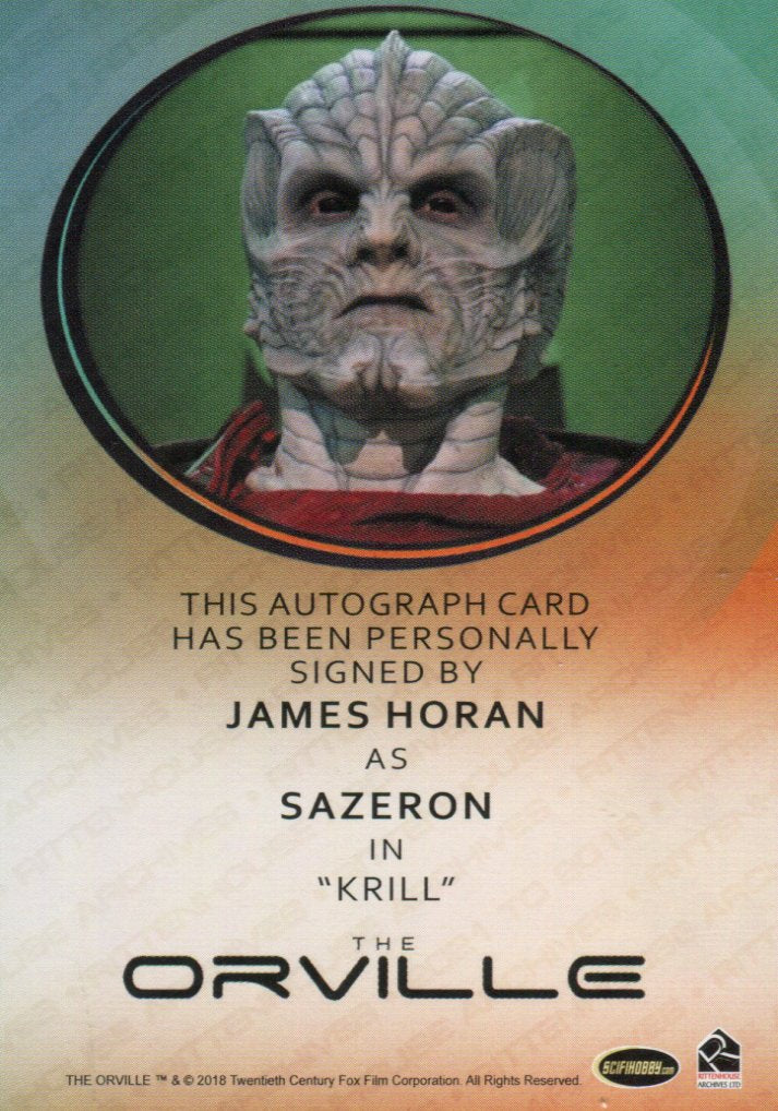 The Orville Season One James Horan as Sazeron Autograph Card Rittenhouse 2019   - TvMovieCards.com