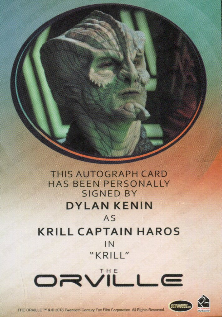 The Orville Season One Dylan Kenin Autograph Card Rittenhouse 2019   - TvMovieCards.com
