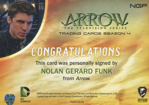 Arrow Season 4 Nolan Gerard Funk as Cooper Seldon Autograph Card NGF   - TvMovieCards.com