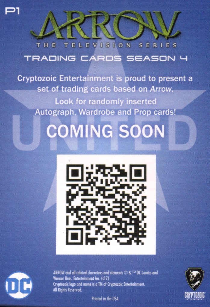 Arrow Season 4 Promotional / Promo Card P1 Cryptozoic 2017   - TvMovieCards.com