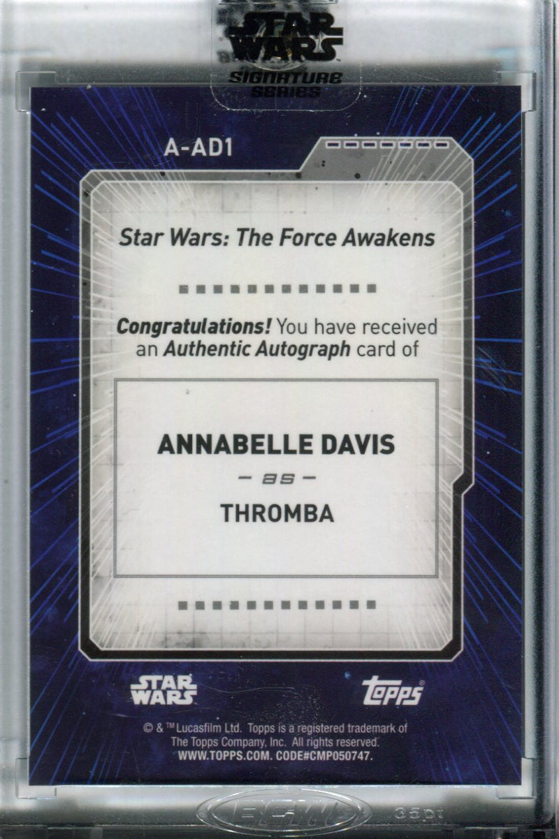 Star Wars 2022 Signature Series Annabelle Davis as Thromba Autograph Card A-AD1   - TvMovieCards.com