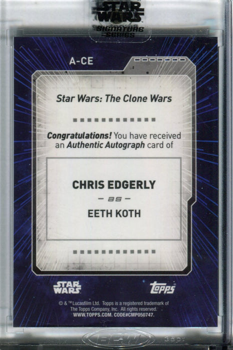 Star Wars 2022 Signature Series Chris Edgerly as Eeth Koth Autograph Card A-CE   - TvMovieCards.com
