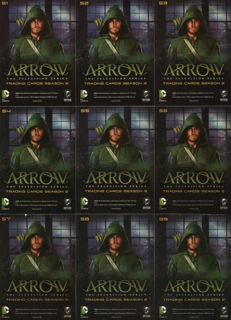 2015 Arrow Season 2 Sticker Chase Card Set S1 thru S9   - TvMovieCards.com