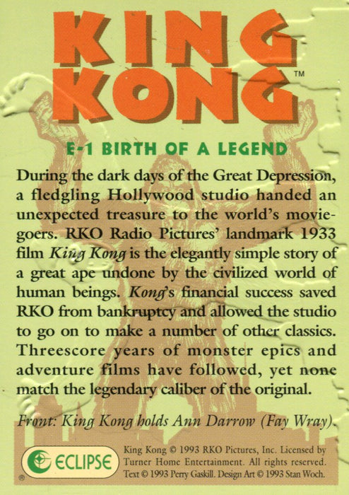 King Kong 1993 Eclipse Embossed Chase Card E1   - TvMovieCards.com
