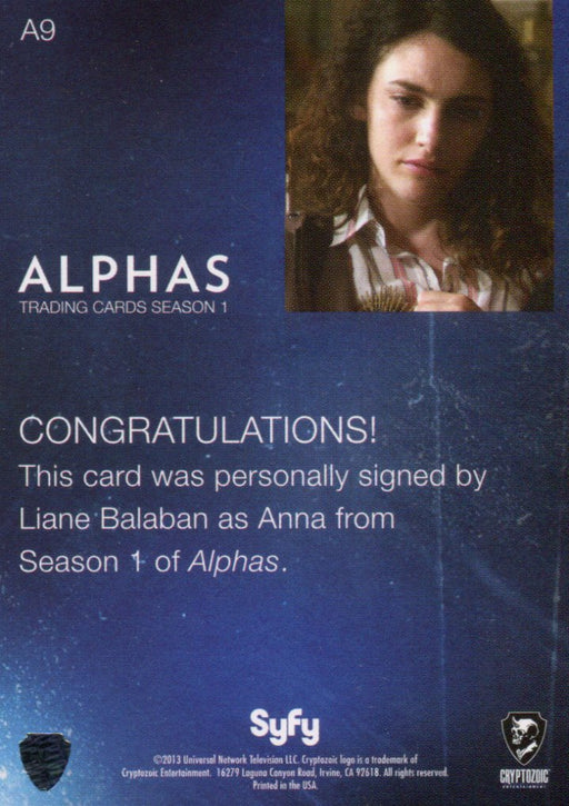 Alphas Season 1 Liane Balaban as Anna Autograph Card A9   - TvMovieCards.com