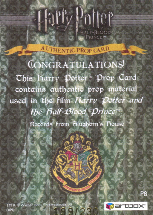 Harry Potter Half Blood Prince Records Prop Card HP P8 #199/230   - TvMovieCards.com