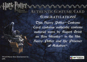 Harry Potter Prisoner Azkaban Rupert Grint Ron Weasley Costume Card HP #076/100   - TvMovieCards.com