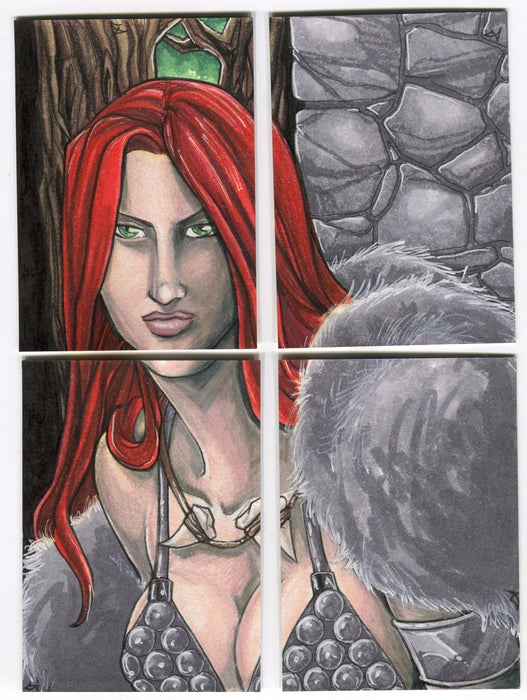 2011 Red Sonja Artist Sketch Trading Card 4-Up Panel by Lynne Anderson Breygent   - TvMovieCards.com