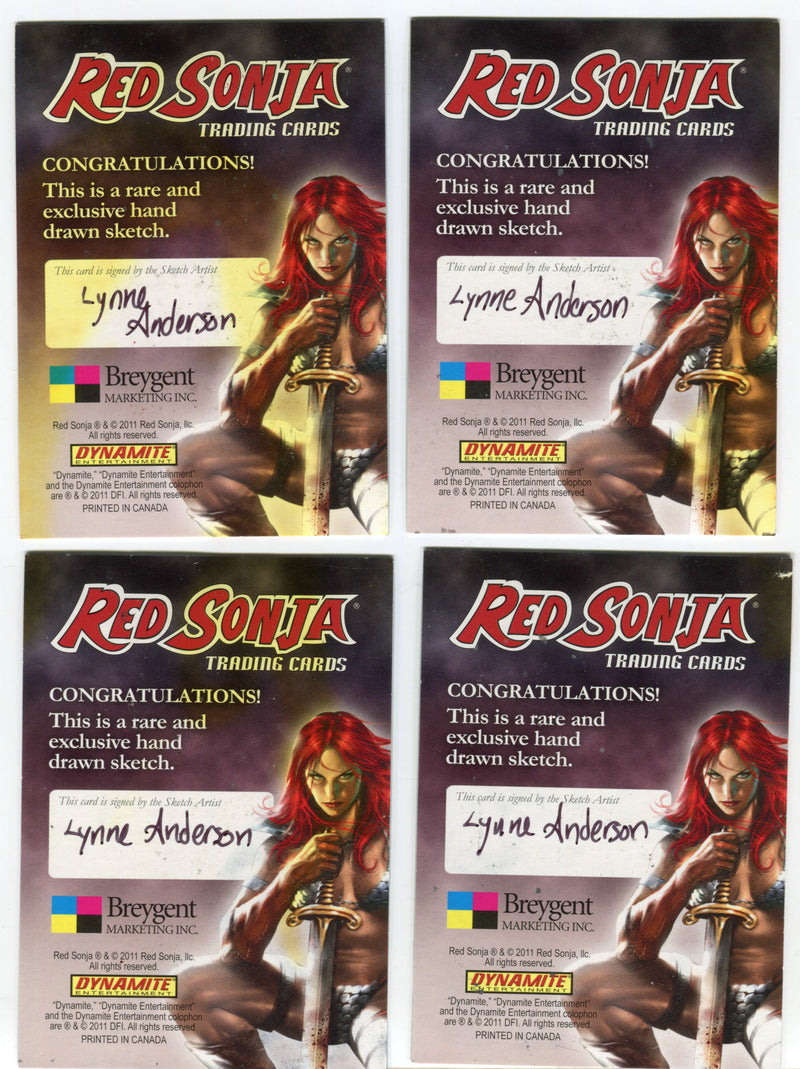 2011 Red Sonja Artist Sketch Trading Card 4-Up Panel by Lynne Anderson Breygent   - TvMovieCards.com