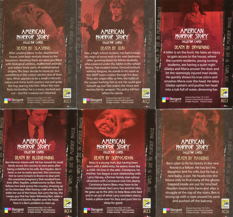 American Horror Story Comic Con Promo Card Set 6 Cards ACC1 through ACC6   - TvMovieCards.com