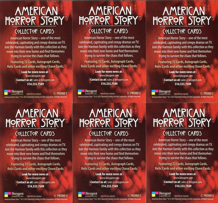 American Horror Story AC Promo Card Set 6 Cards AC Promo 1 thru AC Promo 6   - TvMovieCards.com